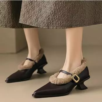 Новые зимние хлопковые сапоги на тонком каблуке, женские модные заостренные неглубокие носки с мягкой подошвой, нескользящие, низкие 34 чёрный