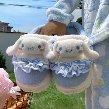 Новые зимние хлопковые тапочки Kulomie, милые мультяшные домашние тапочки для девочек с сердечками, теплые нескользящие плюшевые тапочки для женщин