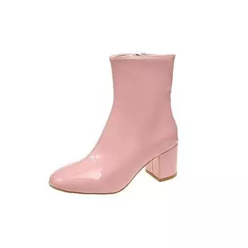 Новые зимние короткие туфли на массивном высоком каблуке, женские модные ботинки на квадратном каблуке, женские ботильоны, однотонные, женские, размер 35-42 35