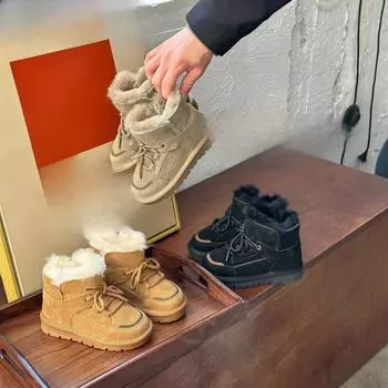 Новые зимние мягкие и толстые теплые детские зимние сапоги 26 чёрный