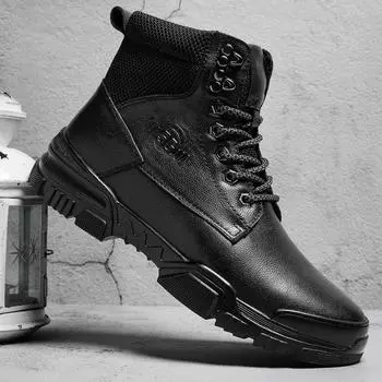Новые зимние мужские ботинки для альпинизма на открытом воздухе, теплые хлопковые ботинки высокого качества, рыцарские мотоциклетные ботинки, мужские повседневные ботинки 37