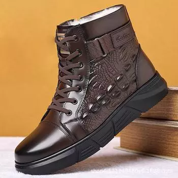 Новые зимние мужские ботинки из натуральной кожи, теплые ботильоны из натурального меха, рабочая мужская обувь, непромокаемые зимние ботинки