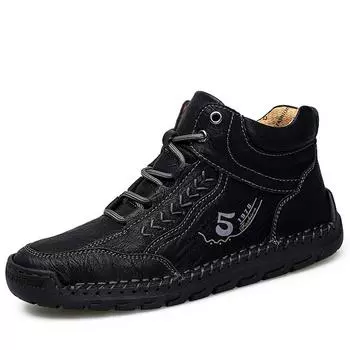 Новые зимние мужские ботинки ручной работы, кроссовки из спилковой кожи на шнуровке, повседневные ботинки на щиколотку, мужские походные ботинки, размер плюс 39-48 39 хаки