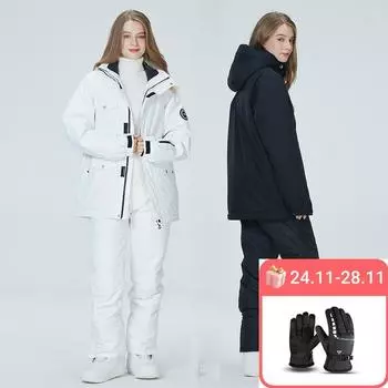 Новые зимние мужские и женские лыжные костюмы, однотонный уличный лыжный костюм для сноуборда, лыжный костюм, ветрозащитная теплая водонепроницаемая лыжная куртка + брюки XS