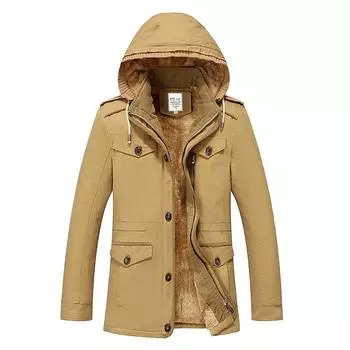 Новые зимние мужские куртки пальто куртка толстая теплая военная повседневная верхняя одежда M чёрный