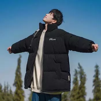 Новые зимние мужские куртки с хлопковой подкладкой, однотонные куртки с хлопковой подкладкой, модные куртки в корейском стиле с воротником-стойкой, короткие повседневные и красивые куртки с хлопковой подкладкой M