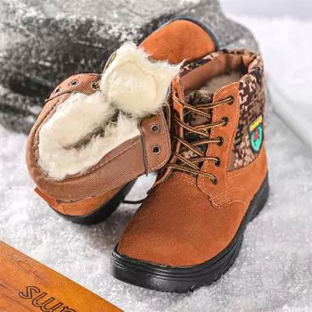 Новые зимние мужские непромокаемые зимние ботинки плюс бархатная теплая обувь, уличная нескользящая спортивная обувь 38 коричневый