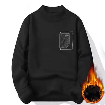 Новые зимние мужские свитера с воротником, теплые брендовые вязаные пуловеры, мужские однотонные повседневные мужские свитера, осенний трикотаж XXXXL винный