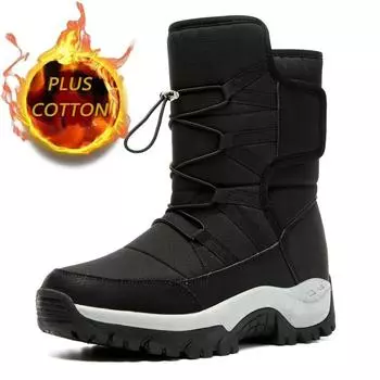 Новые зимние мужские теплые зимние ботинки, ботильоны из лохматого флиса, женские уличные кроссовки, водонепроницаемые нескользящие рабочие ботинки, походные ботинки 45 белый