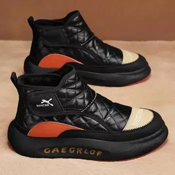 Новые зимние мужские туфли на меху, теплые повседневные кроссовки, мужские модные короткие ботинки, мужские удобные нескользящие спортивные туфли 39 чёрный