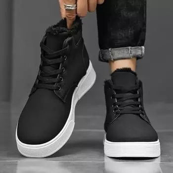 Новые зимние мужские водонепроницаемые зимние ботинки, высокие короткие ботинки в британском стиле, мужская обувь с плюшевой теплой хлопковой подкладкой, джинсовые ботинки 41 хаки