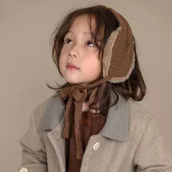 Новые зимние наушники с ремешками для детей, вязаные утолщенные теплые наушники-ушанки для мальчиков и девочек, детские однотонные утеплители для ушей