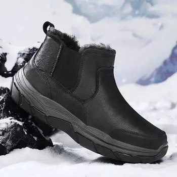 Новые зимние однотонные грязеотталкивающие зимние ботинки мужские ботинки с меховой вставкой повседневные теплые флисовые утолщенные зимние ботинки Northeast 39
