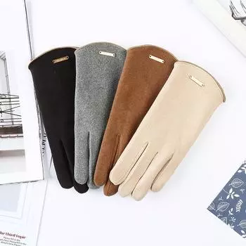 Новые зимние перчатки из немецкого бархата для женщин, универсальные для шопинга, езды на велосипеде, ветрозащитные и теплые перчатки из бархата, сенсорный экран с откидным пальцем One Size