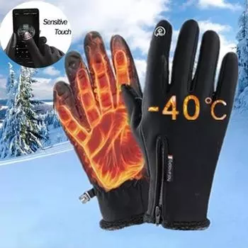 Новые зимние перчатки, водонепроницаемые термостойкие ветрозащитные теплые перчатки с сенсорным экраном, спортивные перчатки для бега в холодную погоду, пешие прогулки, лыжные перчатки M чёрный