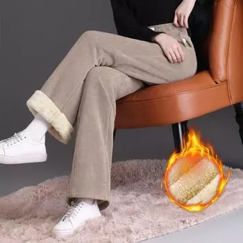Новые зимние плюшевые брюки, повседневные теплые женские брюки из овечьего флиса с прямыми штанинами M белый