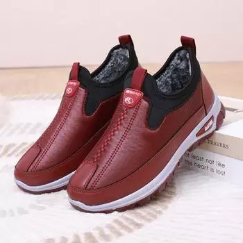 Новые зимние плюшевые утолщенные водонепроницаемые кроссовки, нескользящая теплая женская повседневная обувь 36 чёрный