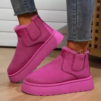 Новые зимние плюшевые зимние ботинки женские ботильоны на толстой подошве для комфорта на открытом воздухе теплая обувь из хлопка для ходьбы модные зимние ботинки D73 36