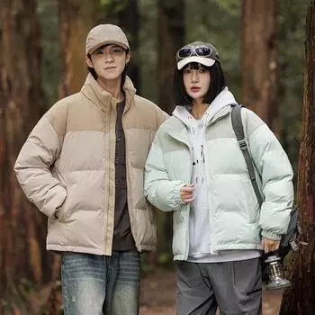 Новые зимние пуховые одеяла для мужчин и женщин, одинаковая толстая теплая хлопковая стеганая куртка трендового цвета S чёрный