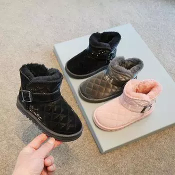 Новые зимние сапоги для девочек, утолщенные сапоги для мальчиков 26 серый