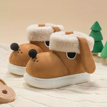Новые зимние сапоги для собак с большими ушами, детские хлопковые сапоги для родителей и детей, утолщенные теплые и нескользящие плюшевые хлопковые туфли для мальчиков и девочек 24-25 [Recommended foot length 15.5]