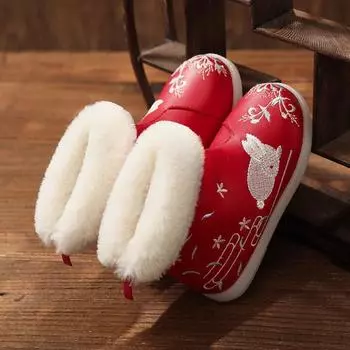 Новые зимние сапоги из бархата и хлопка, обувь Hanfu, вышитые туфли для девочек, детские зимние сапоги 25 красный