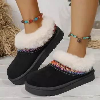 Новые зимние сапоги на толстой подошве, с увеличенной высотой и плюшевой изоляцией. Полусапоги из хлопка с утолщенными плюшевыми тапочками 36 чёрный