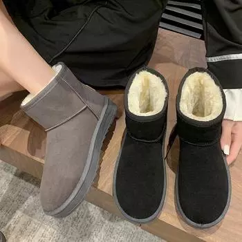 Новые зимние сапоги в стиле Snow Boot, короткие зимние женские сапоги из овчины, водонепроницаемые ботильоны из натуральной шерсти, теплые туфли на плоской подошве с меховой подкладкой D227 36