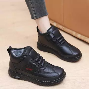 Новые зимние сапоги женские бархатные теплые туфли для мам среднего и пожилого возраста старые пекинские женские хлопковые туфли нескользящие бабушкины хлопковые сапоги 35 чёрный