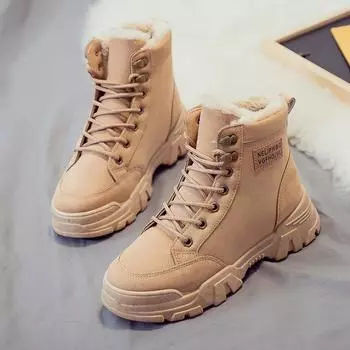 Новые зимние сапоги, женские короткие сапоги, теплая хлопковая обувь, женские ботинки, бархатная обувь, женская обувь, женские ботинки2024 35 хаки