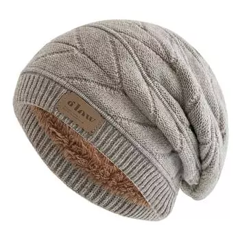 Новые зимние шапки унисекс, повседневные шапки-бини, модные теплые вязаные шапки с флисовой подкладкой 56cm-60cm чёрный