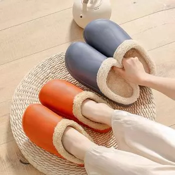 Новые зимние тапочки, теплые женские туфли, водонепроницаемые, для пар, нескользящие, плюшевые, хлопковые, для дома и улицы, уютные, для мужчин, домашние тапочки 36 белый