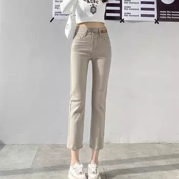 Новые зимние теплые эластичные узкие джинсы с высокой талией, облегающие эластичные женские джинсовые прямые брюки для отдыха, женские джинсы в стиле Харадзюку 25