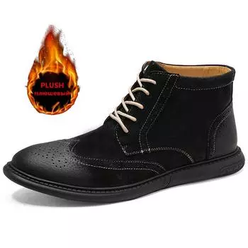 Новые зимние теплые мужские ботинки для снега из натуральной кожи мужские ботинки удобные мужские ботинки-броги мужские ботинки челси для активного отдыха 38