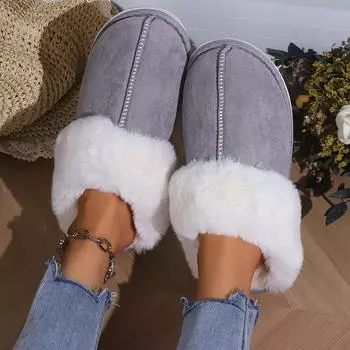 Новые зимние теплые парные стильные лаконичные пушистые тапочки женские мужские нескользящие мягкие уютные тапочки для дома мюли женская домашняя хлопковая обувь 36-37