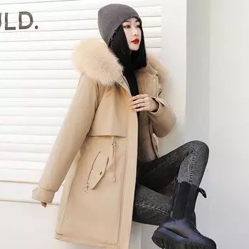 Новые зимние теплые пуховые хлопковые пальто с капюшоном, женские свободные толстые хлопковые стеганые куртки средней длины, женские однотонные парки, пальто M серый