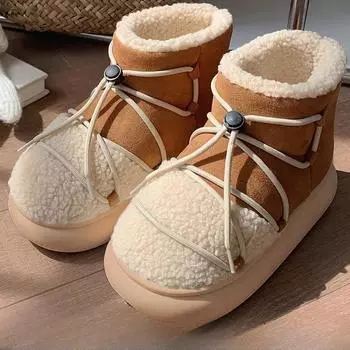 Новые зимние теплые зимние сапоги, женские полусапоги с меховым дизайном, нескользящие легкие удобные мужские домашние тапочки, высокие туфли типа «хлеб» 38-39 коричневый