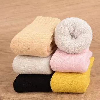 Новые зимние толстые теплые носки для детей для мальчиков и девочек S чёрный