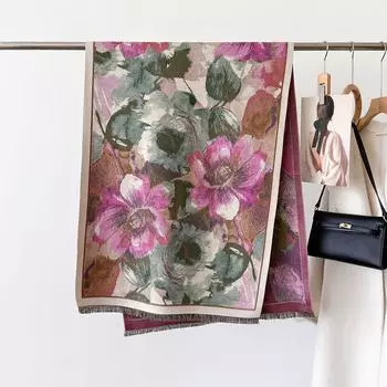 Новые Зимние Толстые Теплые Шарфы с Принтом Женские Мягкие Шейные Кашемировые Шали Одеяло Пончо Дизайнерский Шарф для Мамы Подарочная Упаковка GSJ-411-1