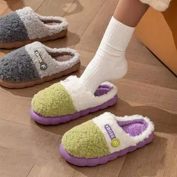 Новые зимние трендовые теплые нескользящие пушистые тапочки для пар для дома для женщин и мужчин, закрытые тапочки для женщин, домашняя хлопковая обувь 36-37