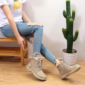 Новые зимние туфли женские модные ботинки плоские нескользящие теплые плюшевые женские ботильоны на толстой подошве черные розовые желтые большие размеры 42 36 чёрный