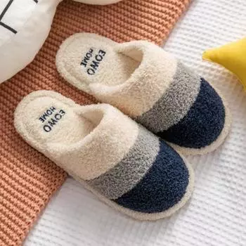 Новые зимние унисекс разноцветные теплые плюшевые тапочки для пар, домашние нескользящие пушистые тапочки для женщин, домашняя хлопковая обувь с обхватом пальцев 36-37