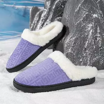 Новые зимние вельветовые хлопковые тапочки для женщин и мужчин, нескользящие, теплые, плюшевые, утолщенные, влагостойкие, хлопковые туфли для пар 36-47 36 фиолетовый