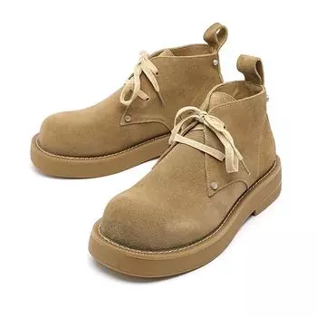 Новые зимние замшевые кожаные ботинки для отдыха на открытом воздухе с круглым носком на низком каблуке со шнуровкой в ковбойском стиле, желтые ботильоны на платформе 38 хаки