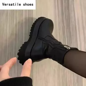 Новые зимние женские ботильоны в стиле панк, модные толстые подошвы, молнии, готические короткие ботинки, женские элегантные туфли на платформе и плоской подошве 36