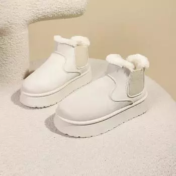 Новые зимние женские ботинки Высокие утепленные плюшевые теплые зимние ботинки Женские простые универсальные удобные уличные нескользящие хлопковые ботинки 36