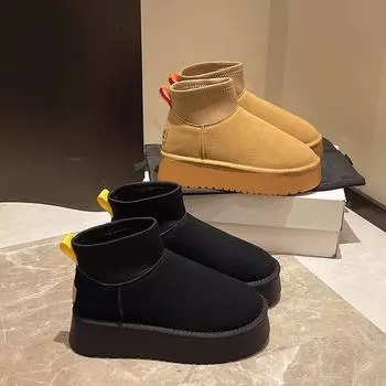 Новые зимние женские ботинки, высокие зимние ботинки, утолщенные плюшевые теплые, простые и универсальные, удобные, нескользящие, хлопковые ботинки для отдыха на открытом воздухе 39 коричневый