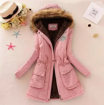 Новые зимние женские длинные парки с капюшоном, хлопковые женские пальто, куртки с большим меховым воротником для девочек, студенческие хлопковые пальто с талией S хаки