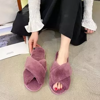 Новые зимние женские домашние тапочки из искусственного меха, модная теплая обувь, женские туфли на плоской подошве, женские шлепанцы, черные, розовые, домашние меховые тапочки 36-37 бежевый