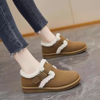 Новые зимние женские плюшевые теплые модные ретро женские плоские хлопковые тапочки женские зимние сапоги на толстой подошве 35 верблюд